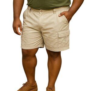 St Johns Bay Mens Size 44 Cargo Shorts Khaki 100% Cotton Casual Durable Style